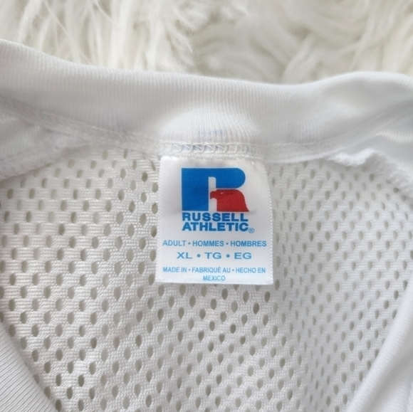 Russell Athletic Men Jerseys White Short Sleeve Football Mesh. Size XL. New with - Picture 5 of 5